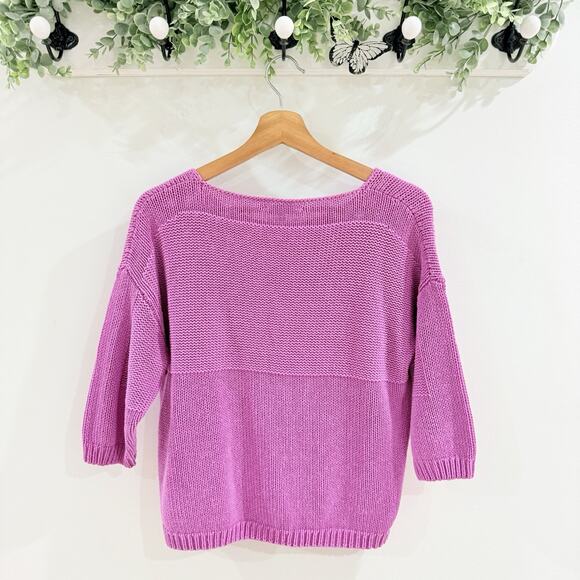 Lafayette 148 New York Sweater Raspberry 3/4 Sleeve Boat Neck Size Small C502 - Picture 2 of 3